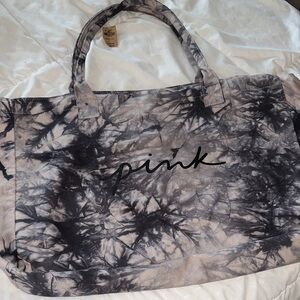 PINK Victoria's Secret Black and Gray zip up Tote Bag